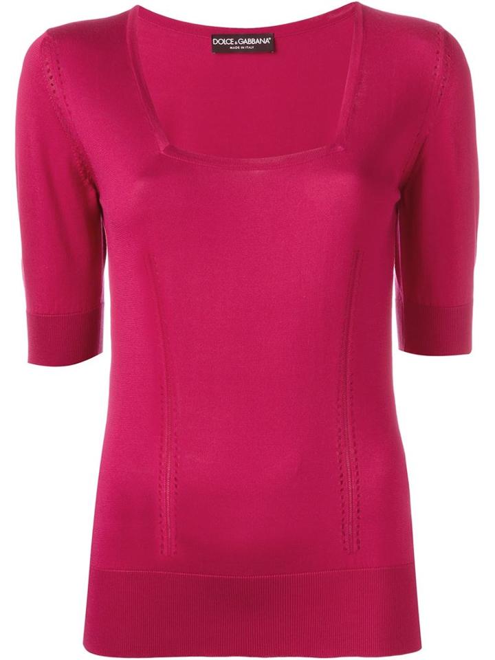 Dolce & Gabbana Perforated Panelled Top, Women's, Size: 38, Pink/purple, Silk
