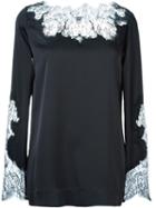Ermanno Scervino Lace Detail Blouse, Women's, Size: 44, Black, Silk/spandex/elastane/polyamide