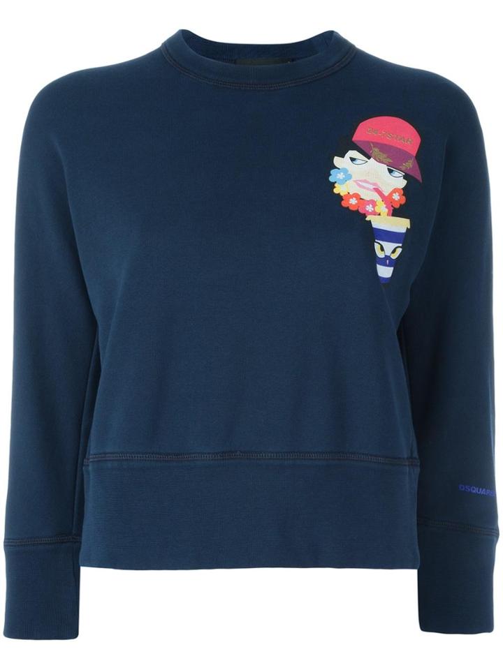 Dsquared2 Drinking Decal Cropped Sweatshirt - Blue