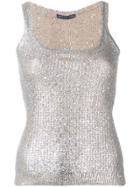 Alexander Mcqueen Foil Knitted Top - Silver