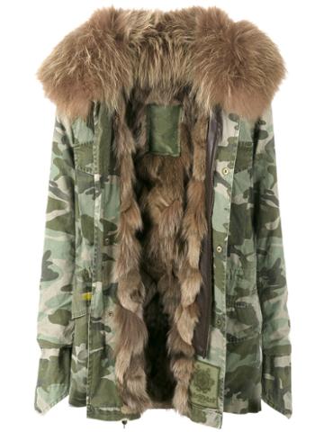 Mr & Mrs Italy - Raccoon Fur Camouflage Field Jacket - Women - Cotton/lamb Skin/polyester/racoon Fur - Xxs, Green, Cotton/lamb Skin/polyester/racoon Fur