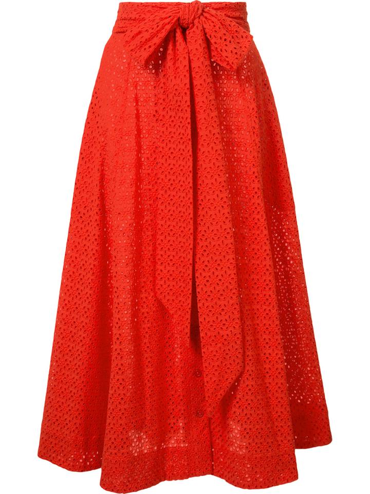 Lisa Marie Fernandez Bow Detail Pleated Skirt - Red