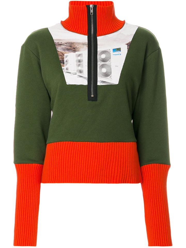 Kenzo Block Panel Zipped Jumper - Green