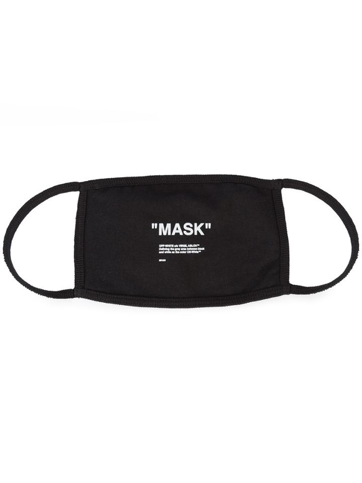 Off-white Printed Cotton Mask - Black