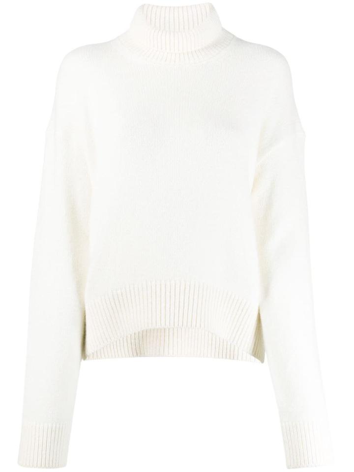 Laneus Ribbed Roll-neck Jumper - White