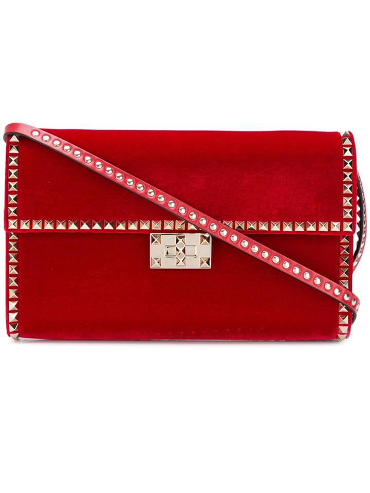 Valentino Valentino Garavani Rockstud Velvet Shoulder Bag - Red