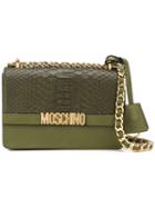 Moschino Logo Plaque Shoulder Bag, Women's, Green, Leather/metal (other)