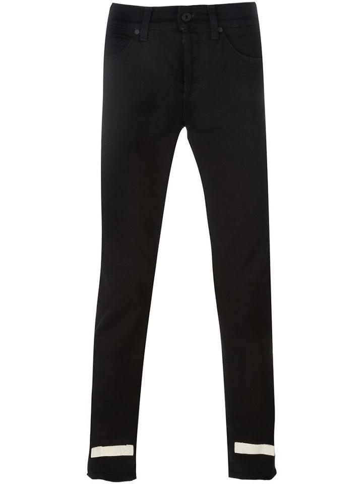 Off-white Striped Detail Slim-fit Jeans, Men's, Size: 33, Black, Cotton/spandex/elastane