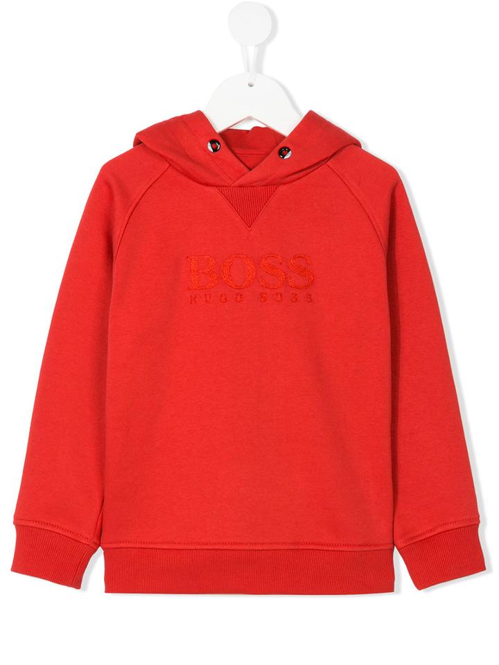 Boss Kids - Embroidered Logo Hoodie - Kids - Cotton/polyester - 5 Yrs, Red