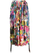 Ultràchic Abstract Print Pleated Skirt - Pink