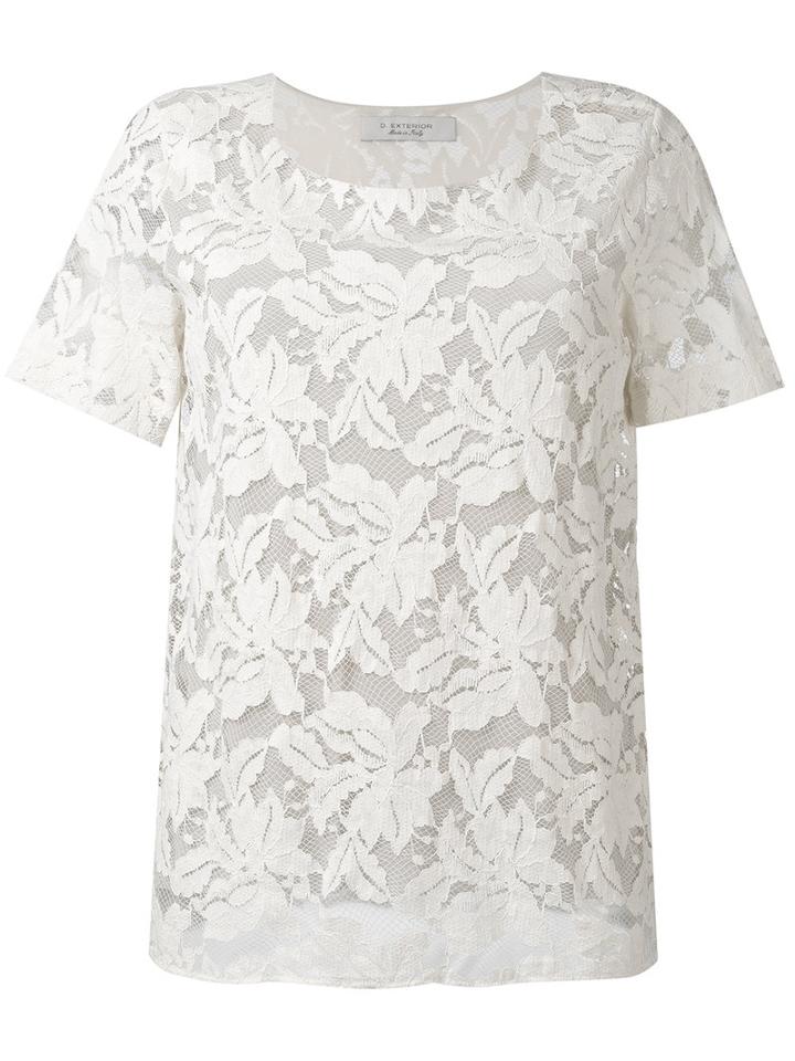 D.exterior - Embroidered Top - Women - Cotton/polyamide/viscose - 2, Nude/neutrals, Cotton/polyamide/viscose