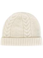 N.peal Cashmere Cable Knit Beanie - White