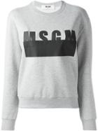 Msgm Logo Print Sweatshirt, Women's, Size: Large, Grey, Cotton