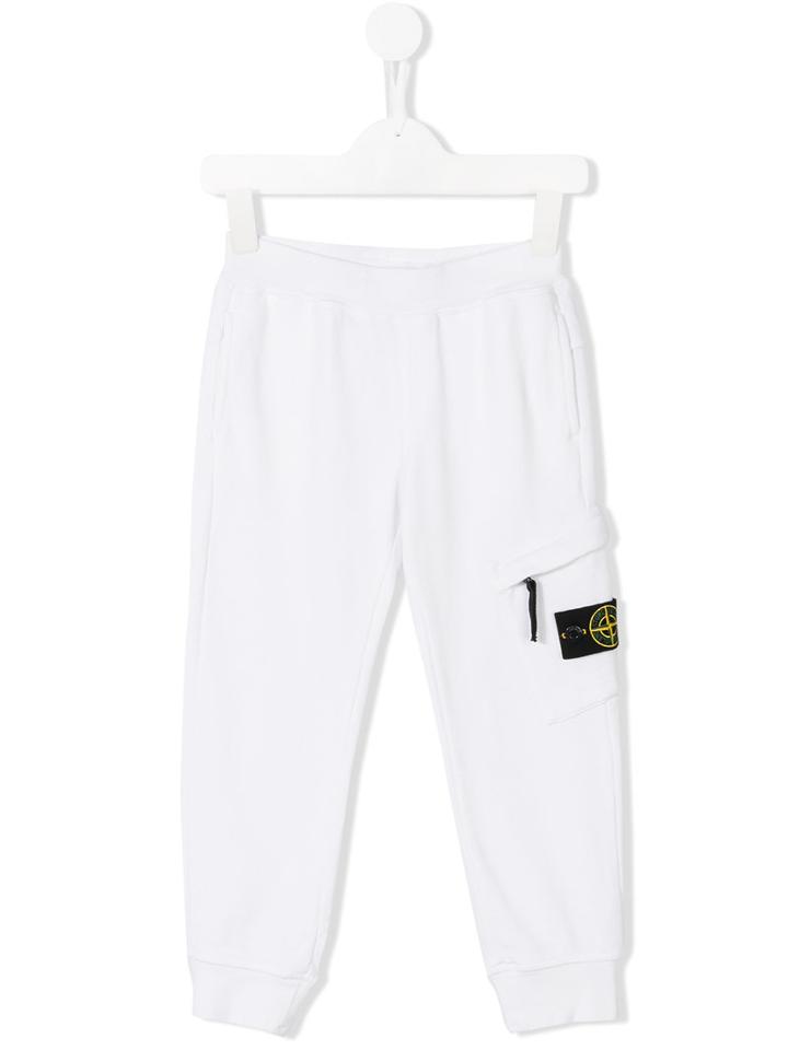 Stone Island Kids Patch Detail Track Pants, Boy's, Size: 8 Yrs, White