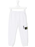 Stone Island Kids Patch Detail Track Pants, Boy's, Size: 8 Yrs, White