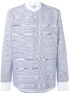Etro - Striped Collarless Shirt - Men - Cotton - 38, Blue, Cotton