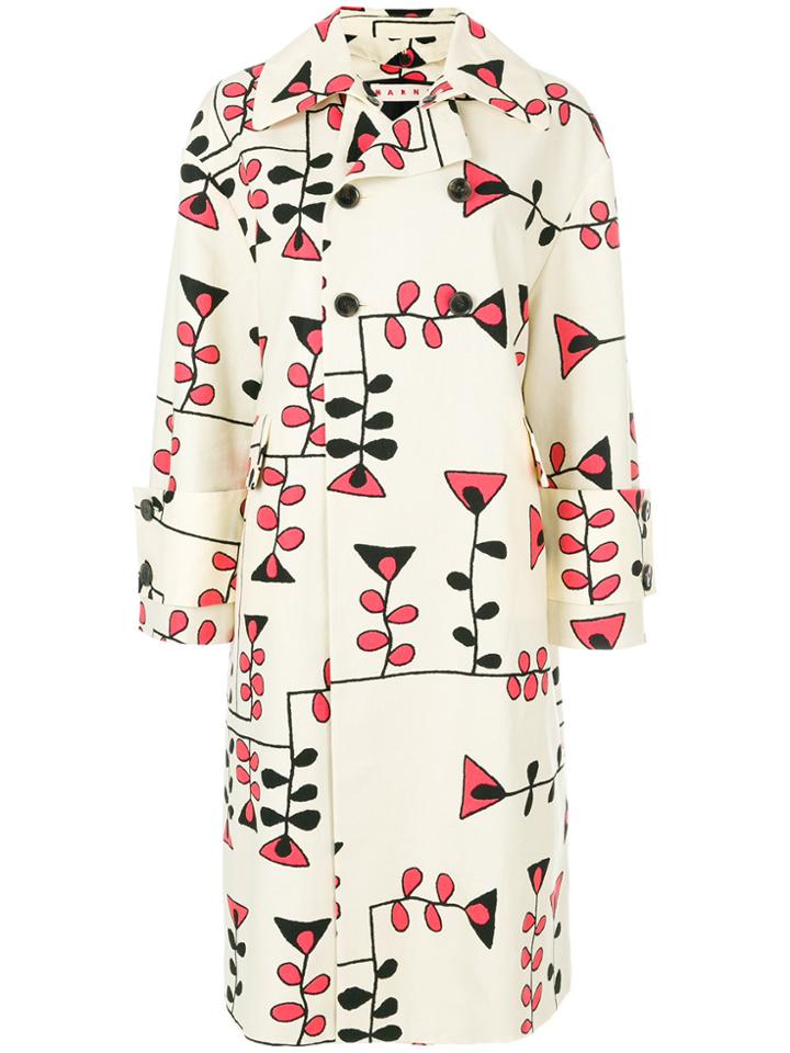 Marni Geometric Patterned Coat - Nude & Neutrals
