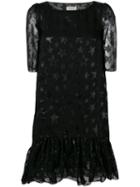 Saint Laurent - Star Pattern Midi Dress - Women - Silk/polyamide - 36, Black, Silk/polyamide