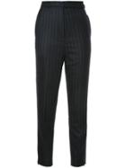 Cityshop Pinstripe Belted Trousers - Black