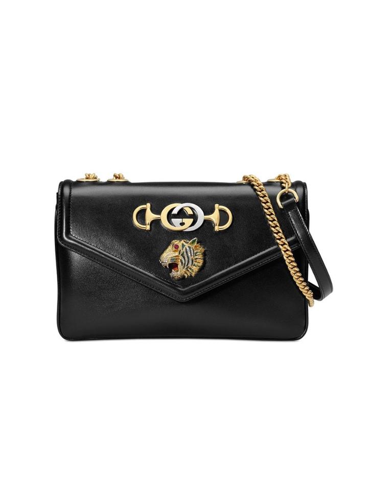 Gucci Medium Shoulder Bag With Tiger Head - Black