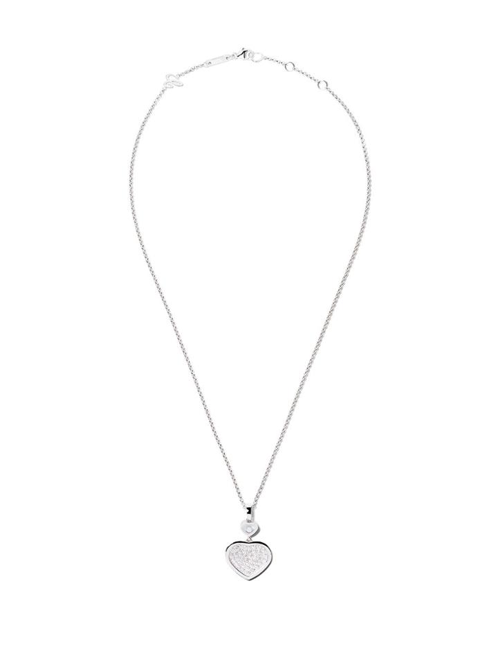Chopard 18kt White Gold Happy Hearts Diamond Pendant Necklace -