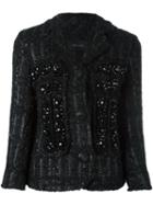 Simone Rocha Embellished Tweed Jacket, Women's, Size: 6, Black, Acrylic/nylon/polyester/wool