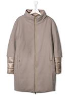 Herno Kids Teen Layered Hooded Padded Coat - Neutrals