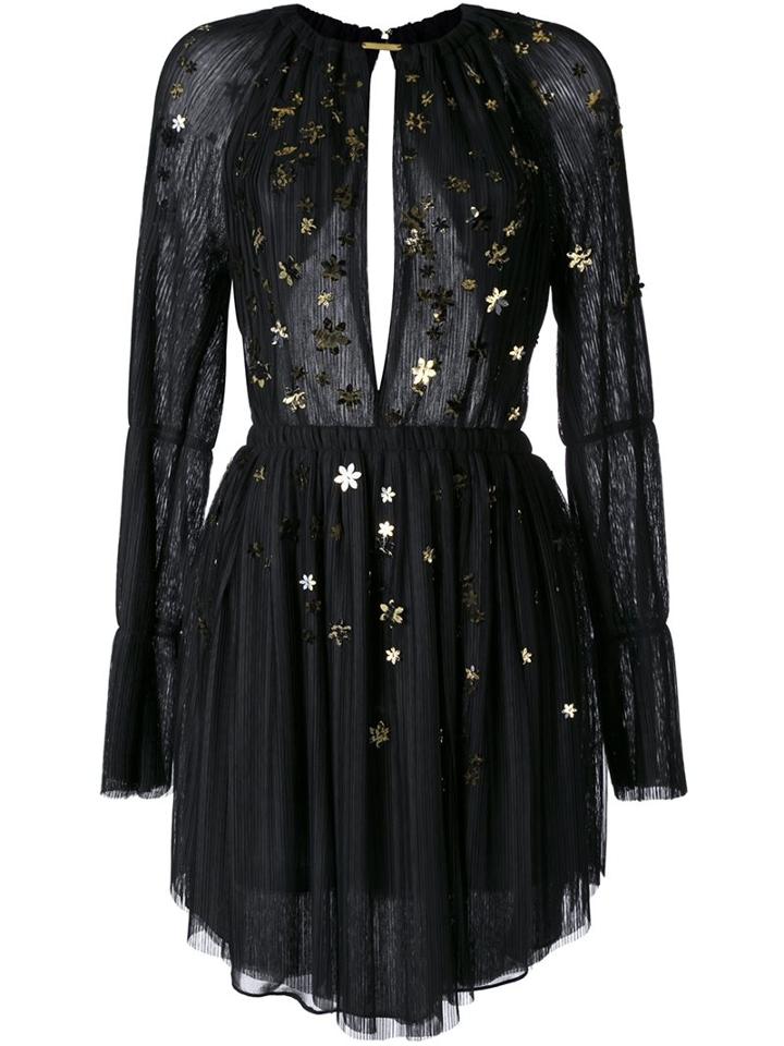 Jay Ahr Gold-tone Floral Appliqué Dress, Women's, Size: 38, Black, Polyester