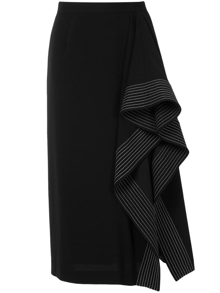 Le Ciel Bleu Contrast Stitch Ruffled Skirt - Black