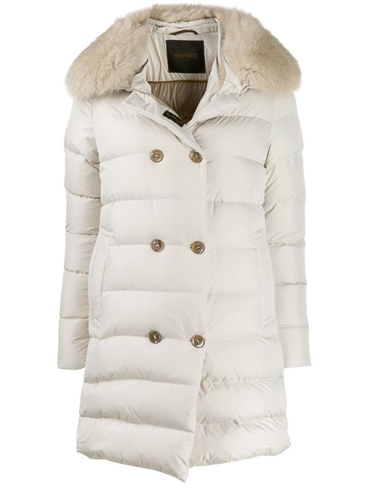 Moorer Detachable Fur Trimmed Jacket - Neutrals