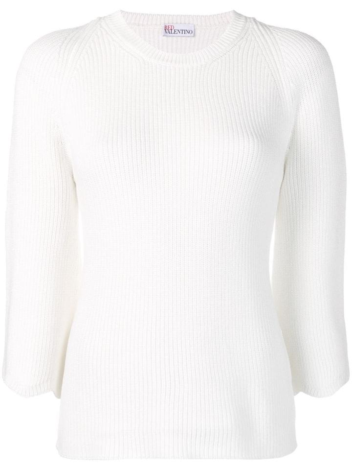 Red Valentino Ribbed Knitted Jumper - White