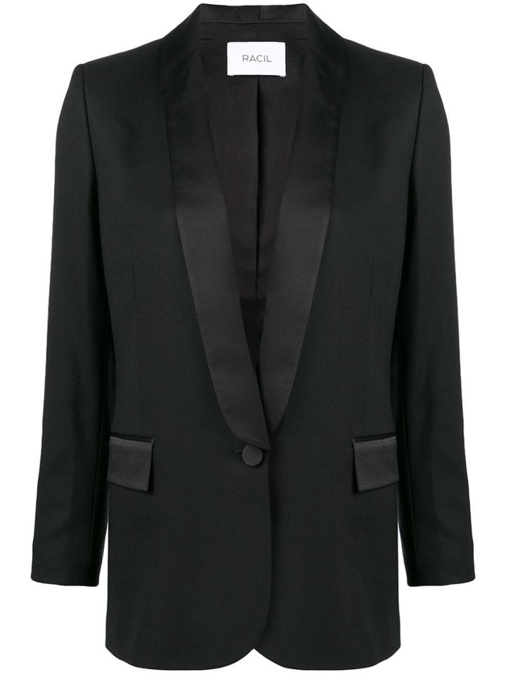 Racil Satin Lapel Blazer - Black