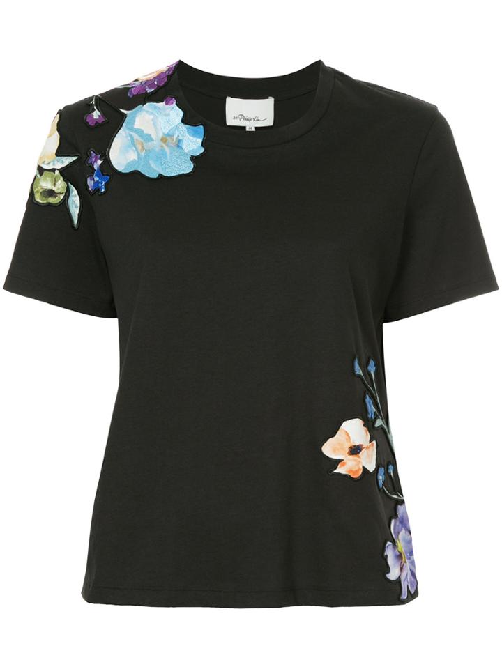 3.1 Phillip Lim Floral Appliqué T-shirt - Black