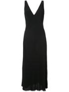 Raquel Allegra - V-neck Frayed Tulip Dress - Women - Rayon - 1, Black, Rayon
