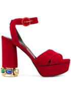 Casadei Crystal-embellished Platform Sandals - Red