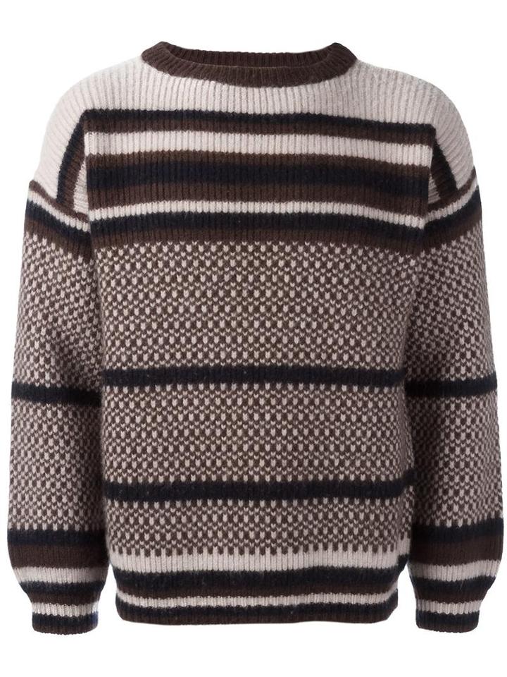 Marni Intarsia Jumper, Men's, Size: 46, Brown, Virgin Wool