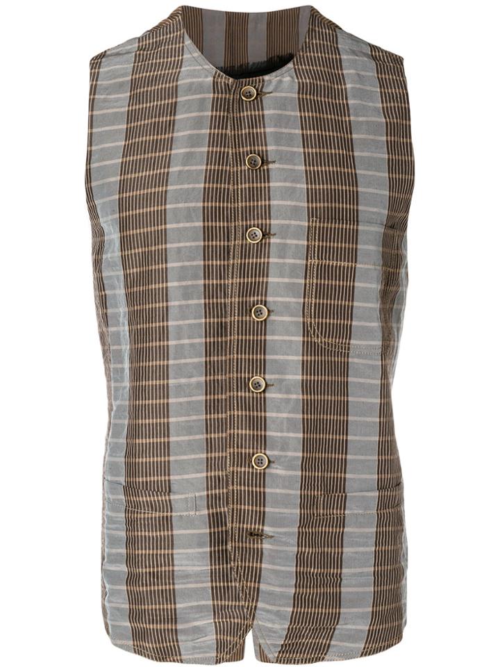 Uma Wang Striped Panel Oversized Coat - Brown
