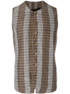 Uma Wang Striped Panel Oversized Coat - Brown