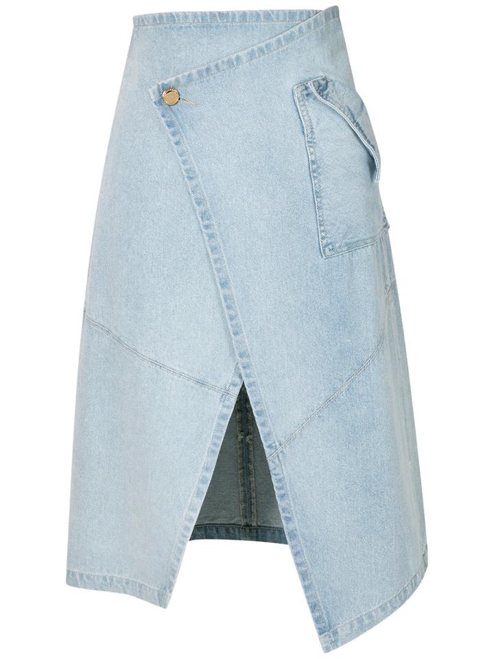 Lilly Sarti - Denim Midi Skirt - Women - Cotton - 42, Blue, Cotton