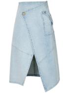 Lilly Sarti - Denim Midi Skirt - Women - Cotton - 42, Blue, Cotton