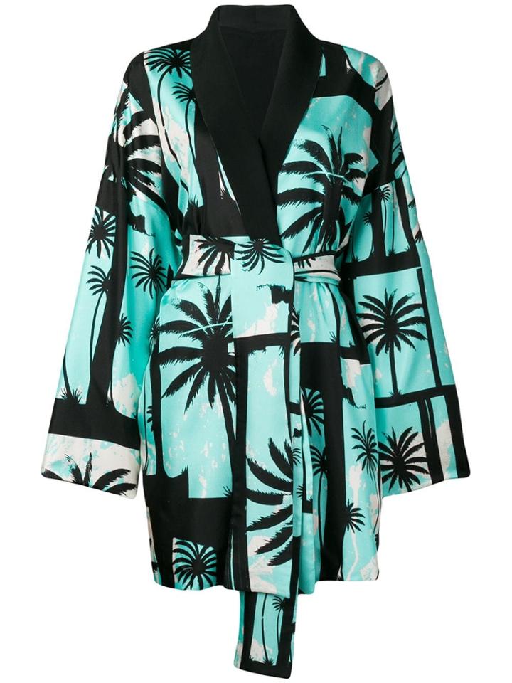 Fausto Puglisi Palm Tree Kimono Coat - Blue