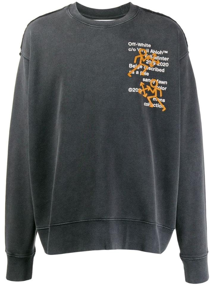 Off-white Oversized Embroidered Sweatshirt - Grey