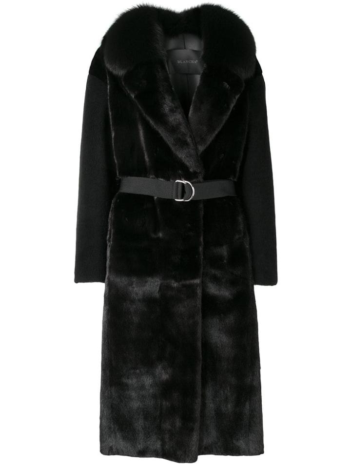 Blancha Contrast Sleeve Coat - Black