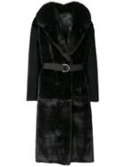 Blancha Contrast Sleeve Coat - Black
