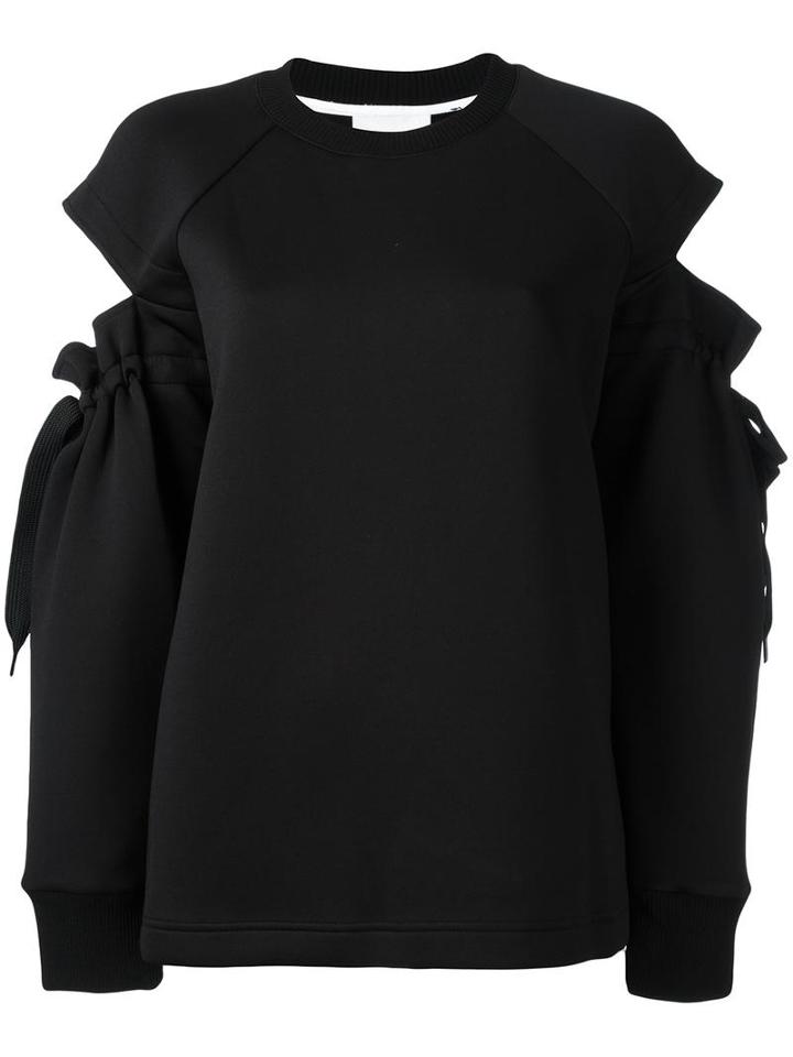 Dkny Drawstring Cold Shoulder Sweatshirt, Women's, Size: Xs, Black, Polyester/spandex/elastane/viscose