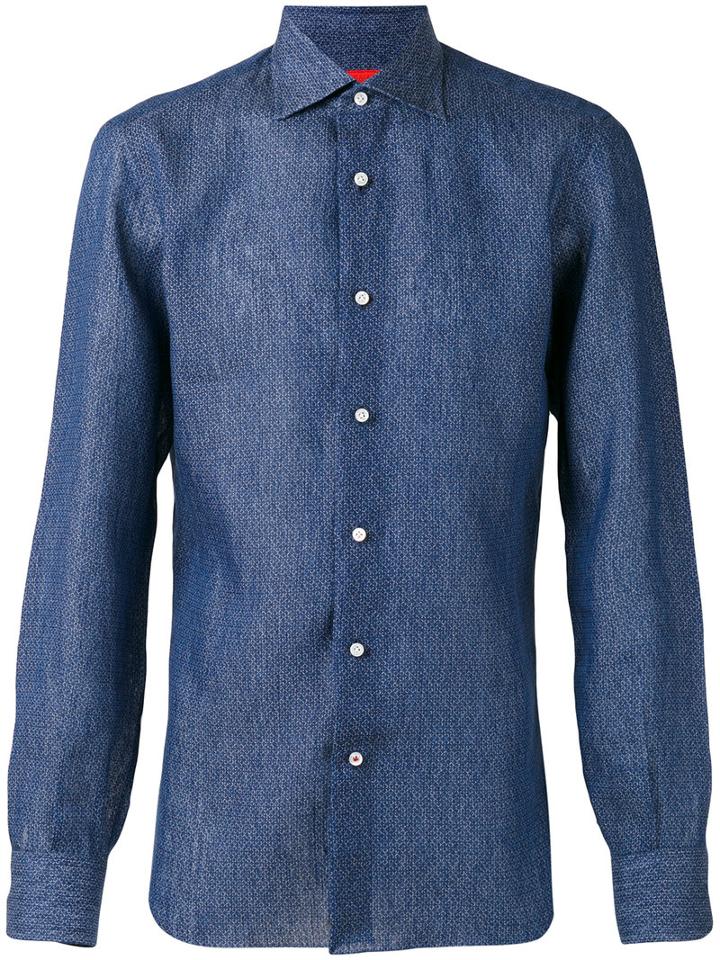 Isaia - Classic Shirt - Men - Linen/flax - 43, Blue, Linen/flax