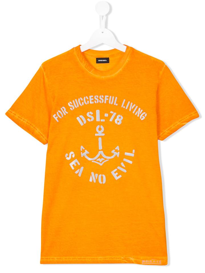 Diesel Kids Sea No Evil T-shirt, Girl's, Size: 14 Yrs, Yellow/orange