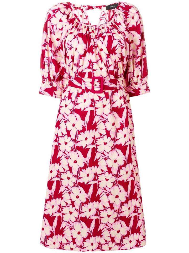 Joseph Floral Belted Dress - Pink