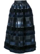 Ingie Paris Textured Stripe Full Skirt, Women's, Size: 42, Black, Polyester