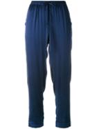 P.a.r.o.s.h. Cropped Trousers, Women's, Size: Medium, Blue, Silk/spandex/elastane